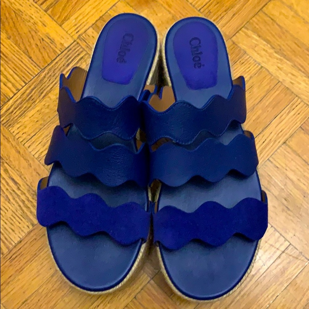 Chloe Lauren Wave Platform espadrille sz 40